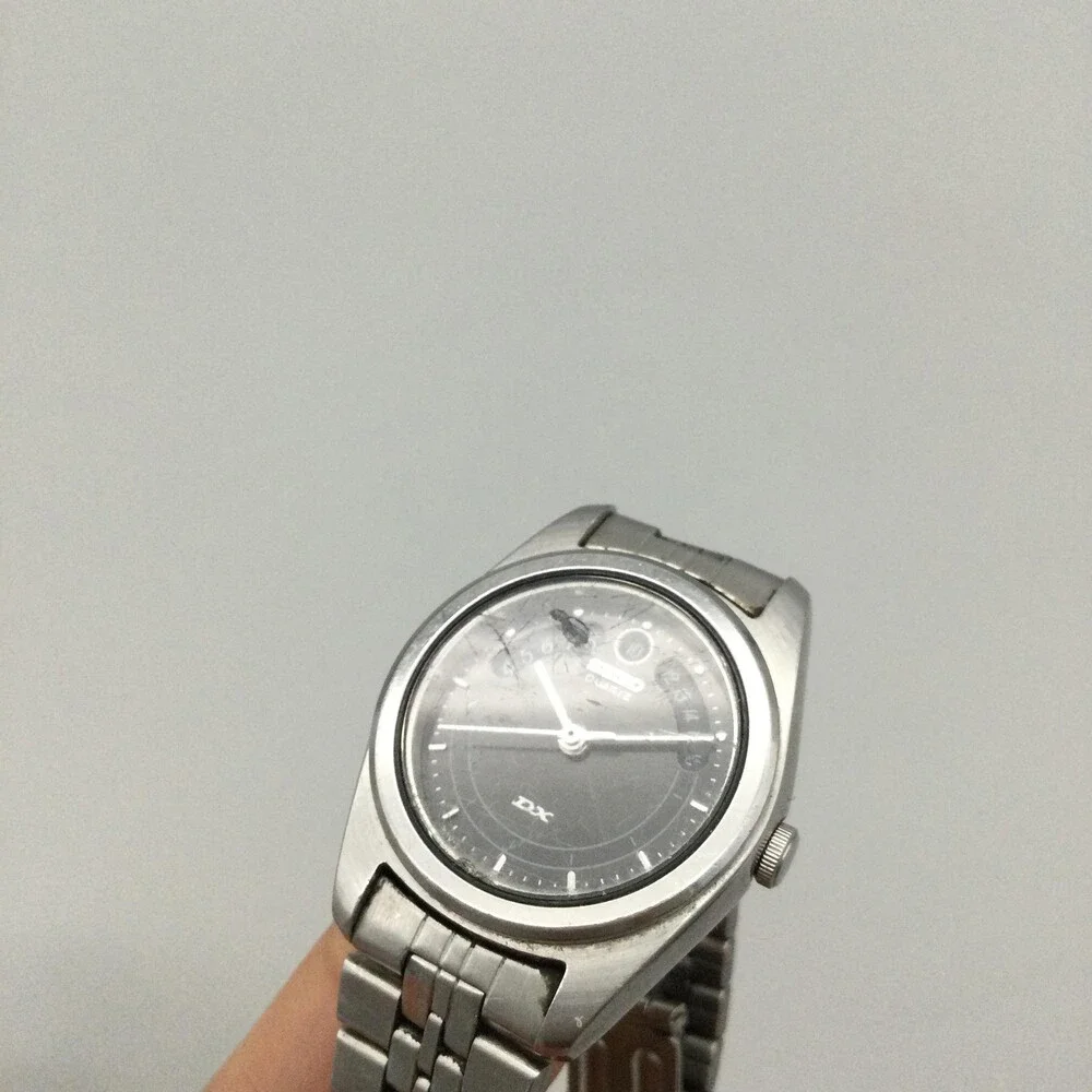 Vintage Seiko Womens Watch 24mm Black Dial 7N82-0191 Stainless New Battery 6